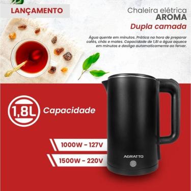 Imagem de Chaleira Elétrica Térmica Inox 1,8l Preto 127v Aroma Agratto