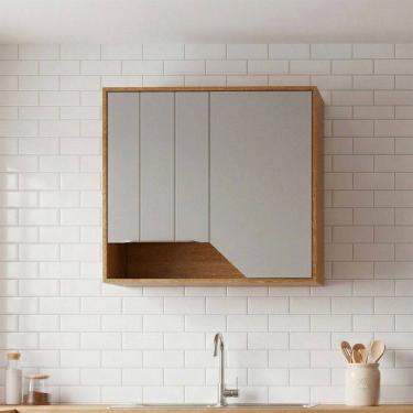 Imagem de Armário Aéreo Cozinha 80 Cm Celeste 2 Portas 100% Mdf Cinamomo/Offwhite - Mgm Móveis