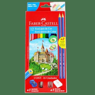 Imagem de Kit 2 Caixas Lápis de Cor 12 Cores + 4 itens Faber Castell