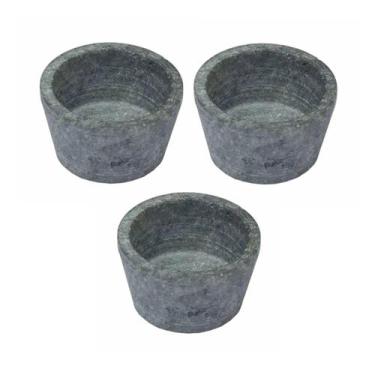 Imagem de Kit 3 Mini Molheira Tigela Molho Petisco em Pedra Sabão 80ml - Industr