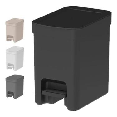 Imagem de Lixeira Banheiro Cozinha 6 Litros Com Pedal Trium Ou, Preto
