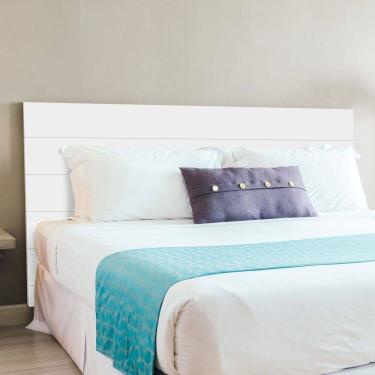 Imagem de Painel Parede Mdf Autocolante Modular 60cm para Cabeceira Solteiro ou Rack Tv Lambri Branco