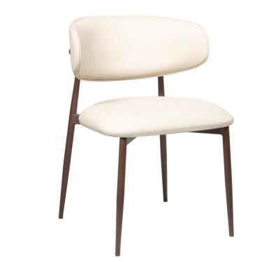 Imagem de Cadeira Jantar Confortável para Sala e Espaço Gourmet Luxo Decorativo Navy Aço Corten / Sintético Premium Bege