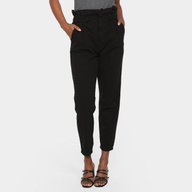 Imagem de Calça Clochard Cambos Jeans Cropped Com Pence Frontal Cintura Alta Feminina-Feminino