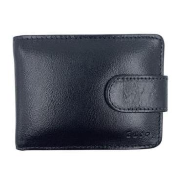 Imagem de Carteira Euro Couro Masculina Preta com Fecho - Preto Tamanho U-Masculino