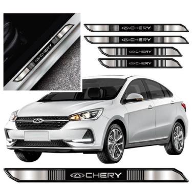 Imagem de Kit jogo soleira protetor carro chery resinado - Teu Adesivo, Preto