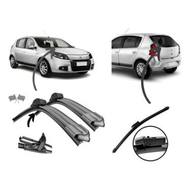 Imagem de Kit 3 Palhetas Limpador Parabrisa Dianteiro Sandero 07 A 14 - DÚ CAPAS