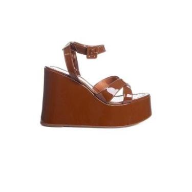 Imagem de Sandália Anabela Zatz Salto Alto Café-Feminino