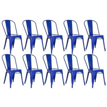 Imagem de Laraz, Kit 10 cadeiras Iron Tolix design industrial Azul escuro