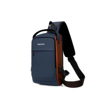 Imagem de Bolsa Masculina Antifurto Transversal Impermeável Com Cadeado e USB - 