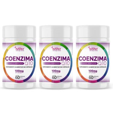 Imagem de 3x Coenzima Q10 Premium 100% Pura Com 100mg Por Porção 60 Cápsulas Nataly-Unissex