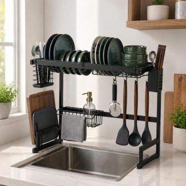 Imagem de Escorredor De Louça Suspenso Pia 65cm Ferro Cozinha Organizador Pratos