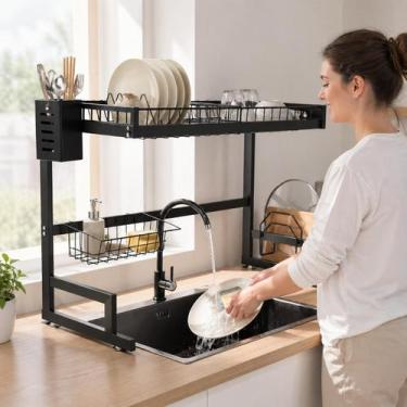 Imagem de Escorredor Louças Grande Vertical Cozinha Suspensa Modulavel Prateleir