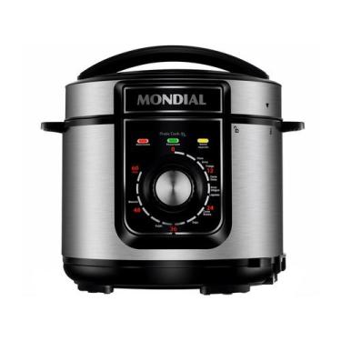 Imagem de Panela de Pressão Elétrica Mondial PE-48 5 Litros 700W, Preto e Inox, 