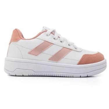 Imagem de Tenis infantil via vip escolar reforçado 4510 meninas, 31, Branco, Ros