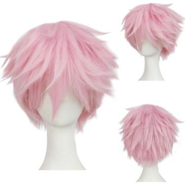 Imagem de Peruca ANOGOL curta rosa para festa de Halloween de cosplay de anime