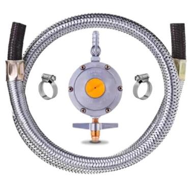 Imagem de Kit Gás P13 Seguro Anti-Vazamento Mangueira 2m Reforçada - MACFLEX, Co