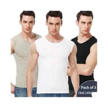 Imagem de Camiseta Sem Mangas Masculina Em Algodão, Cor Sólida, Ajuste Slim, Top