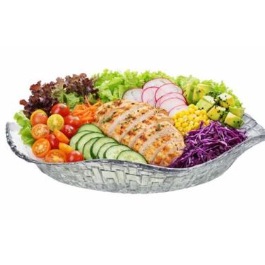 Imagem de Saladeira Vidro Fruteira Mesa Prato Saladas Bari Decoração Gourmet Coz