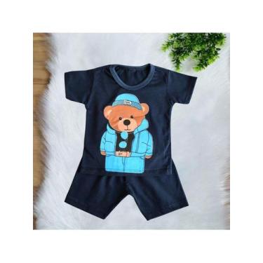 Imagem de Conjunto Camiseta + Bermuda Bebê Menino  Estampa Ursinho RN a 03 Meses