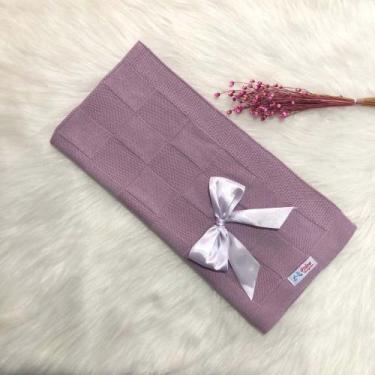 Imagem de Manta Para Bebê Tricô Tricot Quadriculada - Mimo da Cegonha, RN, Lilás