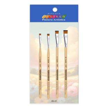 Imagem de Kit Pincel Artisticos p/ Pintura Chato c/ 4 Un Castelo c547