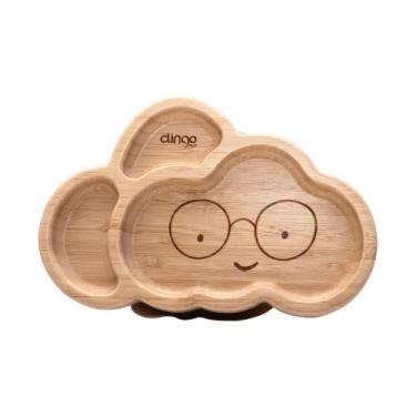 Imagem de Prato Bambu Para Bebê Com Ventosa e Divisórias Clingo Nuvem
