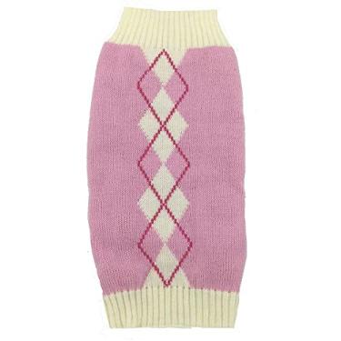 Imagem de (X-pequeno, rosa) - Argyle Knit Pet Sweaters Roupas para animais de estimacao