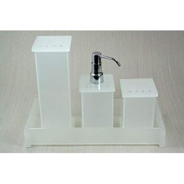 Imagem de Bandeja Retangular em Acrílico Com Strass Jateada Decor Acrílicos