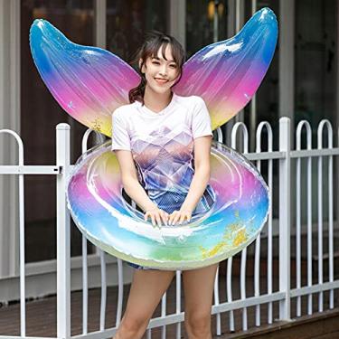 Imagem de Asas/coroa infláveis com anel de natação com glitter, acessórios de piscina espessos de verão, colchão de ar de segurança para água, asa