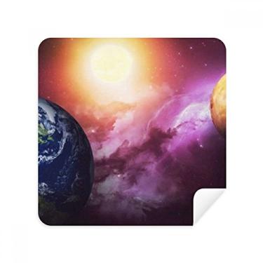 Imagem de Pano de limpeza de tela de tecido de camurça azul azul Planeta Terra, pacote com 2