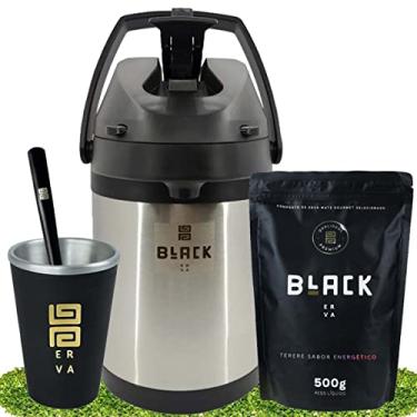 Imagem de Kit Tereré Black Erva Garrafa 2,5L Cuia Erva Energético