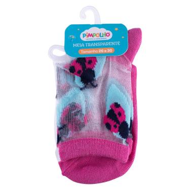Imagem de Par De Meias Rosa Listrado Tam 26 A 30 PIMPOLHO 92783