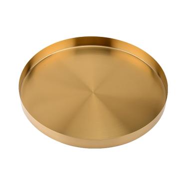 Imagem de UPTALY 1 peça de bandeja de plantas de aço inoxidável (36 cm x 3 cm), bandejas de gotejamento de vaso de flores redondas, bandeja de vaso de flores douradas, pires grandes para plantas de metal, para coleta drenagem em vaso de jardim e excesso de água