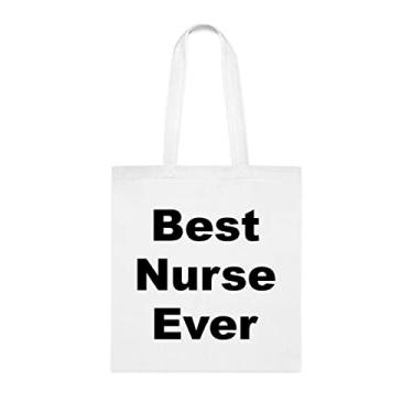 Imagem de Bolsa Tote para enfermeira, Best Nurse Ever Bag, Presente para enfermeira, Presente para enfermeira, Bolsa de ombro para enfermeira, Bolsas reutilizáveis para enfermeira, Ideia de de Natal, Branco
