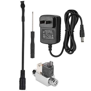 Imagem de Zerodis Válvula solenoide de CO2 para tanque de peixes, mini válvula solenoide externa de CO2 para aquário de baixa temperatura, regulador de pressão acessório para tanque de peixes, plugue EUA 100-240V (A)