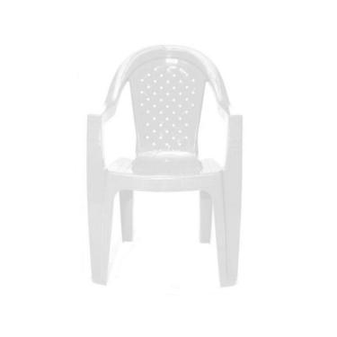 Imagem de Kit 04 cadeiras de plástico resistente com braço branco