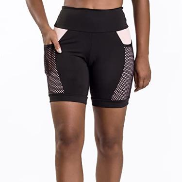 Imagem de Bermuda Fitness Game Preta com Rosê Tamanho:M