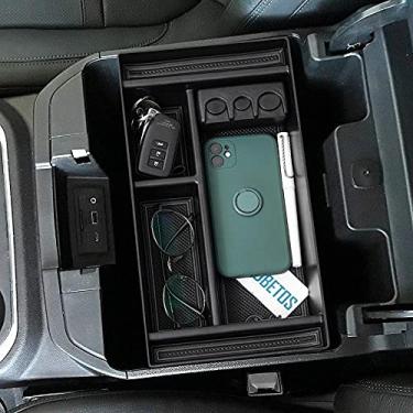 Imagem de Bandeja organizadora de console central EDBETOS para acessórios 2019-2020 Chevy Silverado 1500/GMC Sierra 1500 e 2020 Chevy Silverado/GMC Sierra 2500/3500 HD - Console completo com assentos de balde apenas.