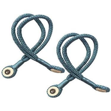 Imagem de Cortina Dupla Durável Cortina Magnética de Madeira Cinta de Amarração Enfeite para Casa, Azul