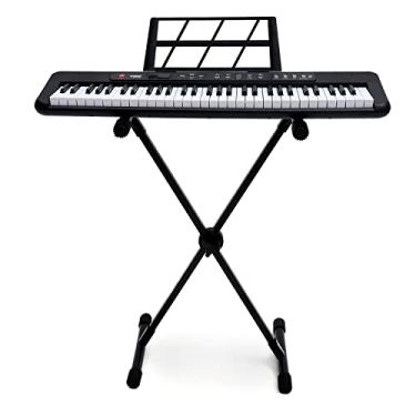 Imagem de Kit Teclado Eletrônico Estudante Kobe KB-150 BK Preto 5/8 61 Teclas Com Suporte em X