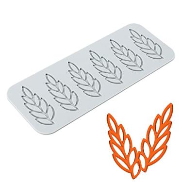 Imagem de TUKE Moldes de silicone de folhas 3D tapete de fondant de bolo de flor moldes de pastelaria de folha de abelha molde de renda oca chocolate impressão de rosa (folha_20,8x8,1x0,3 cm_G)