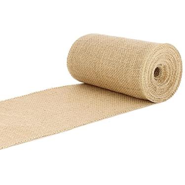 Imagem de CleverDelights Fita de juta natural de 15,24 cm - bordas com fio - 10 jardas - Tecido de juta