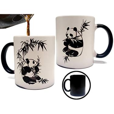 Imagem de Caneca de panda sensível ao calor que muda de cor – Arte em ambos os lados – Caneca de cerâmica de qualidade A de 325 ml – Caixa de espuma incluída –