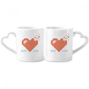 Imagem de Conjunto de canecas de porcelana para casais, coração e coração Desappear Heart Give Love