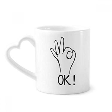 Imagem de Black OK Caneca com estampa de gestos personalizada café cerâmica copo de coração de vidro