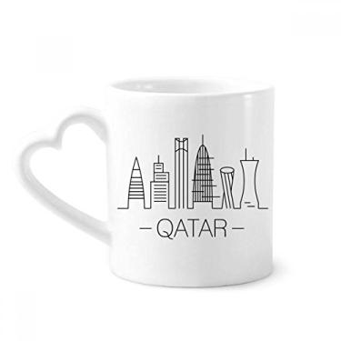 Imagem de Caneca de cerâmica desenho da cidade do Qatar marco caneca café copo de coração de vidro