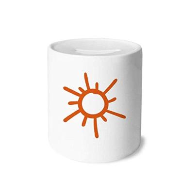 Imagem de Pintura à mão laranja sol luz do sol caixa de dinheiro economizando bancos caixa de moeda de cerâmica crianças adultos