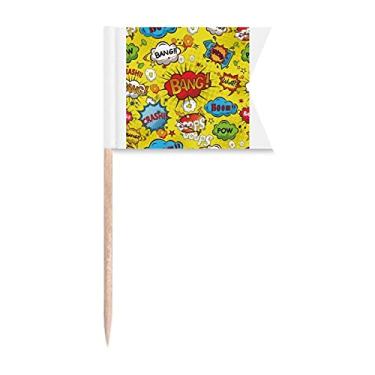 Imagem de Boom Joint Dialog Art Deco Presente Bandeira de palito de dente fashion Marcação de rotulagem para bolo de festa comida prato de queijo
