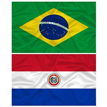 Imagem de Bandeira do Paraguai + do Brasil 145cm x 90cm da Marca Minha Bandeira - Dupla Face